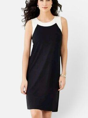 J Jill Wearever Black White Colorblock Sleeveless Knit Midi Dress Sz 1X